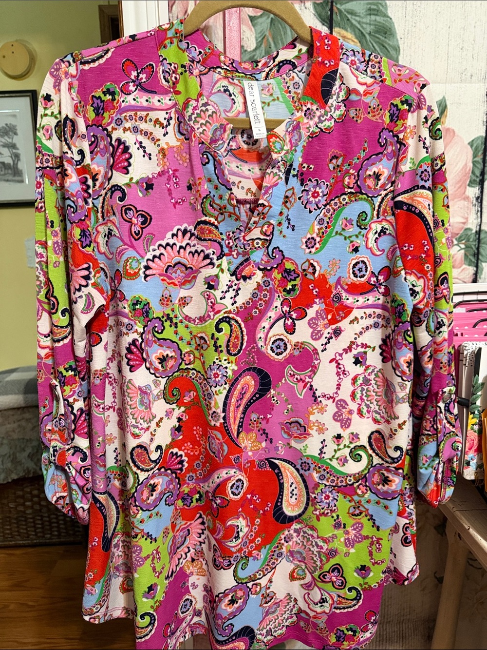 Dear Scarlett Multicolor Paisley Tunic in Pink and Red
